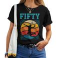 50歳の誕生日 レトロ バドミントン 50歳 男性 女性 レディースTシャツ
