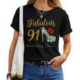 Fabulous Queen 91歳の誕生日クルーパーティ隊のお祝い 長袖tシャツ レディースTシャツ