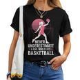 Hoops Never Underestimate A Girl Who Playing Basketball レディースTシャツ