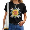 Quilters クラシック風防キルトブロック 花柄パッチワーク レディースTシャツ