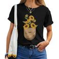 ゴッホ ひまわり ポケットアート 花柄 恋人スタイル 長袖tシャツ レディースTシャツ