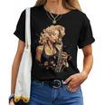 サックスを吹くピンナップの女の子 サックス奏者 ヴィンテージ レディースTシャツ