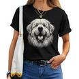 女性と男性のためのグレート ピレニーズ犬の顔のアート デザイン レディースTシャツ