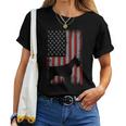 愛国的 アメリカ国旗 シュナウザー 恋人 ギフト 男性 女性 犬 レディースTシャツ