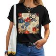 日本のヴィンテージ花柄着物 レディースTシャツ