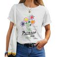 ピカソ 花 描画 クラシック アート グラフィック レディースTシャツ