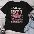 55歳 1971年5月 花柄 55歳 誕生日 男性 女性 レディースTシャツ 面白い贈り物