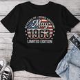 5月63歳の誕生日 男性 女性 1963年 素晴らしいアメリカ国旗 レディースTシャツ 面白い贈り物
