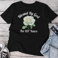 Blessed By God For 107 Yeasオールドローズフラワー 107歳の誕生日 長袖tシャツ レディースTシャツ 面白い贈り物