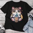 Boba Cat Drinking Boba Kitten Kawaii 日本人 男性 女性 キッズ レディースTシャツ 面白い贈り物