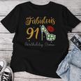 Fabulous Queen 91歳の誕生日クルーパーティ隊のお祝い 長袖tシャツ レディースTシャツ 面白い贈り物