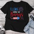 I Like How He Bangs マッチング カップル 4Th Of July 花火 レディースTシャツ 面白い贈り物