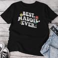 Retro Groovy Best Maddie Ever ファーストネーム 母の日 女の子 レディースTシャツ 面白い贈り物