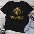Save The Bees 花、じんましん、アースデイ、環境、平和 レディースTシャツ 面白い贈り物