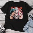 Waifu セクシー アニメ キス 女の子 角 日本の漫画風 レディースTシャツ 面白い贈り物