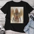 にセクシーな天使の女の子 ホットブロンドエンジェルピンナップガール レディースTシャツ 面白い贈り物