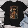 アビシニアン 猫 花 レディースTシャツ 面白い贈り物