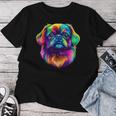 カラフル ペキニーズ犬の顔 かわいい 子犬好き 男性 女性 黒 レディースTシャツ 面白い贈り物