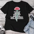 カーネーション The Best Mother 最高の母親【母の日】ピンク《ポップ フォント》メッセージ レディースTシャツ 面白い贈り物
