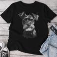 シュナウザー 顔 かわいい 犬好き 男性 女性 黒 白 レディースTシャツ 面白い贈り物