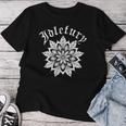 バック プリントを見る Idle Fury Mandala 白いマンダラ タトゥー アート レディースTシャツ 面白い贈り物