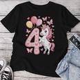 ユニコーン 4 誕生日 女の子 4 歳 馬 わたしは 4 レディースTシャツ 面白い贈り物