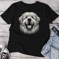 女性と男性のためのグレート ピレニーズ犬の顔のアート デザイン レディースTシャツ 面白い贈り物
