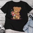 面白い花のテディベアコスチューム。 レディースTシャツ 面白い贈り物