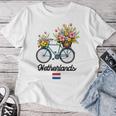 オランダの風車 チューリップフィールド オランダ 春の花 バイク レディースTシャツ 面白い贈り物