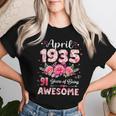 91歳 1935年4月 花柄 91歳 誕生日 男性 女性 レディースTシャツ 彼女への贈り物