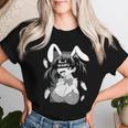 Ahegao Lewd アニメ 顔とウサギの女の子 コスチューム オタク用 レディースTシャツ 彼女への贈り物