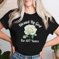 Blessed By God For 107 Yeasオールドローズフラワー 107歳の誕生日 長袖tシャツ レディースTシャツ 彼女への贈り物