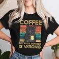 Coffee Because Murder Is Wrong ファニーブラックキャット ビンテージ レディースTシャツ 彼女への贈り物