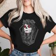 Dia De Los Muertos ハロウィン バラ メキシカンシュガースカル 女の子 レディースTシャツ 彼女への贈り物
