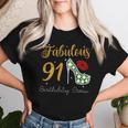 Fabulous Queen 91歳の誕生日クルーパーティ隊のお祝い 長袖tシャツ レディースTシャツ 彼女への贈り物