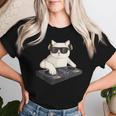 Dj Cat Techno Music Festival Lover Musician Women レディースTシャツ 彼女への贈り物