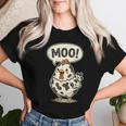 Moo 鶏 牛 農場 動物 ユーモア 男性 女性 キッズ 4 レディースTシャツ 彼女への贈り物