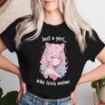 Just A Girl Who Loves アニメ カワイイ漫画 日本語 長袖tシャツ レディースTシャツ 彼女への贈り物
