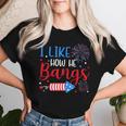 I Like How He Bangs マッチング カップル 4Th Of July 花火 レディースTシャツ 彼女への贈り物