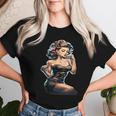 Pinup Girl ジュークボックス レコード音楽プレーヤー ヴィンテージ レディースTシャツ 彼女への贈り物
