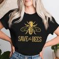 Save The Bees 花、じんましん、アースデイ、環境、平和 レディースTシャツ 彼女への贈り物