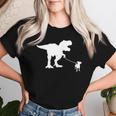 T-Rex Walking Jack Russel Divertente Cane Mamma Papà Dinosauro Trex Maglietta da donna Regalos para ella