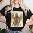 にセクシーな天使の女の子 ホットブロンドエンジェルピンナップガール レディースTシャツ 彼女への贈り物