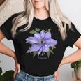 クレマチス 花 ボタニカル パープル フラワー レディースTシャツ 彼女への贈り物