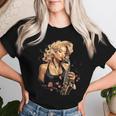 サックスを吹くピンナップの女の子 サックス奏者 ヴィンテージ レディースTシャツ 彼女への贈り物