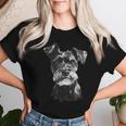 シュナウザー 顔 かわいい 犬好き 男性 女性 黒 白 レディースTシャツ 彼女への贈り物