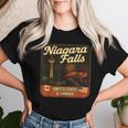 ナイアガラフォールズ カナダ アメリカ 夜の花火 スカイライン お土産 レディースTシャツ 彼女への贈り物