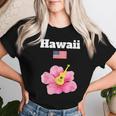 ハワイ お土産 ハイビスカス 花 トロピカル ティキ 音楽 アメリカ国旗 レディースTシャツ 彼女への贈り物