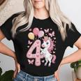 ユニコーン 4 誕生日 女の子 4 歳 馬 わたしは 4 レディースTシャツ 彼女への贈り物