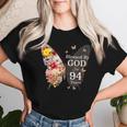 神に祝福され94年 蝶の花 94歳の誕生日 レディースTシャツ 彼女への贈り物